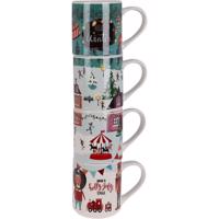 4-dielna sada hrnčekov Winter, 265 ml, porcelán