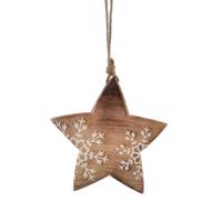 4Home Dekorácia z mangového dreva Snowflake Star, 20 cm