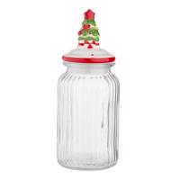 Altom Sklenená dóza s keramickým viečkom Christmas Tree 900 ml