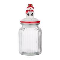 Altom Sklenená dóza s keramickým viečkom Snowman 900 ml