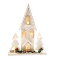 Drevený LED domček Christmas cottage biela, 36 x 27 x 7 cm