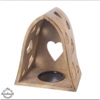 Orion Svietnik z mangového dreva Heart bell, 20 x 14 x 23,2 cm