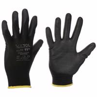 Sixtol Pracovné polyesterové rukavice GLOVE PE-PU 11 čierna, veľkosť 11"