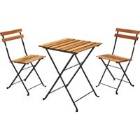 Skladací bistro set Lagos, 3 ks, akáciové drevo, oceľový rám